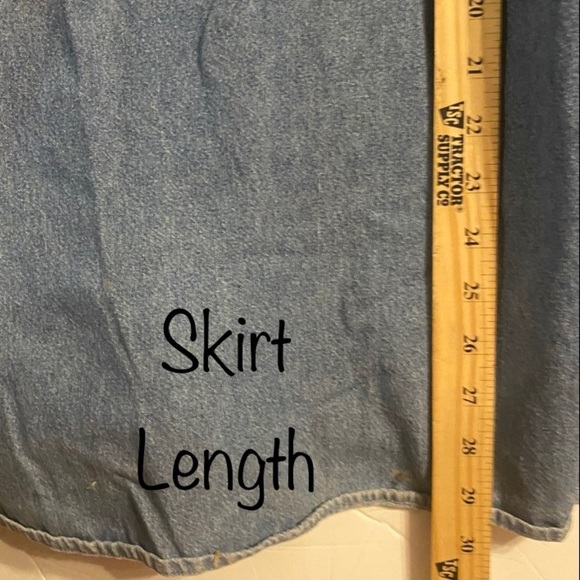 VTG Shirt Waist Embroidery Prairie Dress Blue Denim Cottage Midi 22/24 Plus Size - Picture 8 of 13